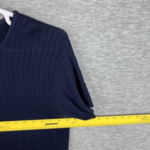 Pendleton Womens M Silk Blend Navy Cable Knit Sweater Top Quiet Luxury Timeless - Picture 8 of 11